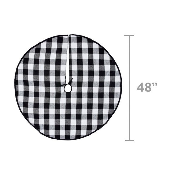 Black and White Buffalo Plaid Christmas Tree Skirt 48 in by Holiday Time‎ 48” - Picture 2 of 5